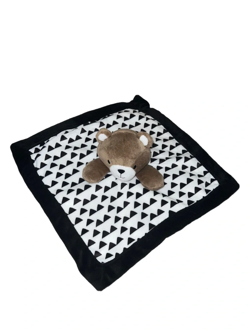 Levtex Baby Teddy Bear Lovey Plush Security Blanket Black White Triangles